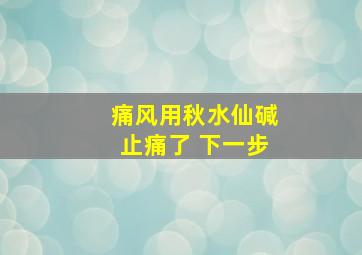 痛风用秋水仙碱止痛了 下一步